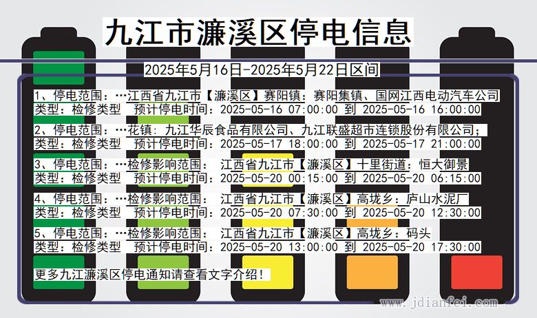 江西省九江濂溪停电通知