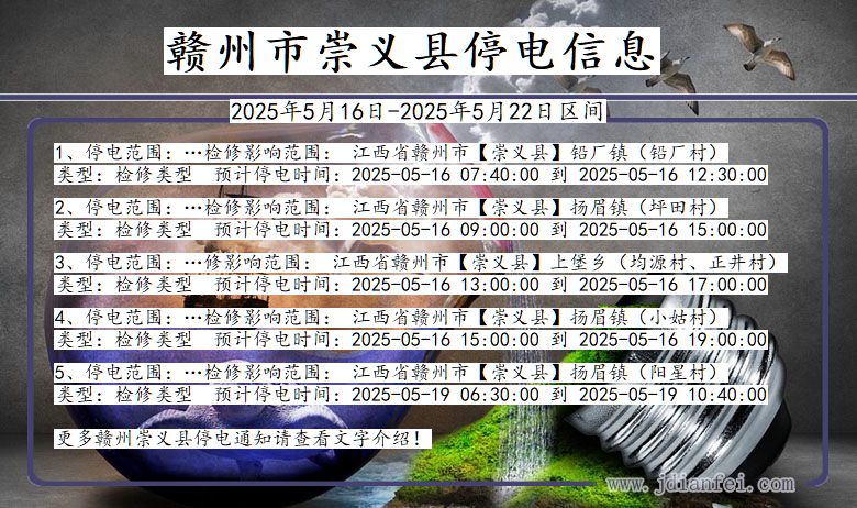 赣州崇义停电通知 江西省赣州崇义停电通知