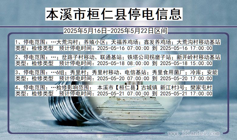 辽宁省本溪桓仁停电通知