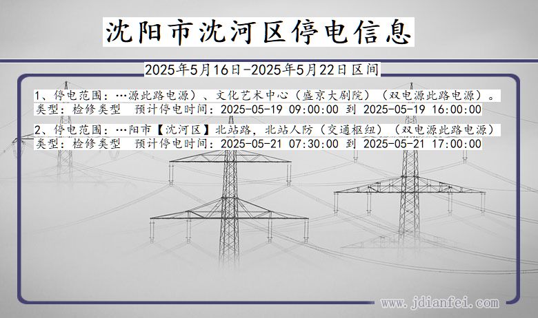 辽宁省沈阳沈河停电通知