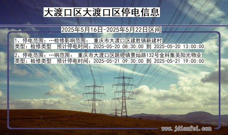 重庆市大渡口区大渡口停电通知