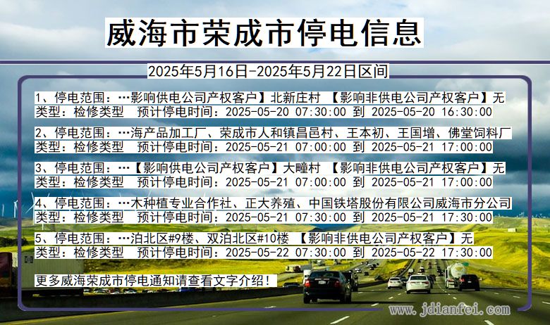 威海荣成停电通知 山东省威海荣成停电通知