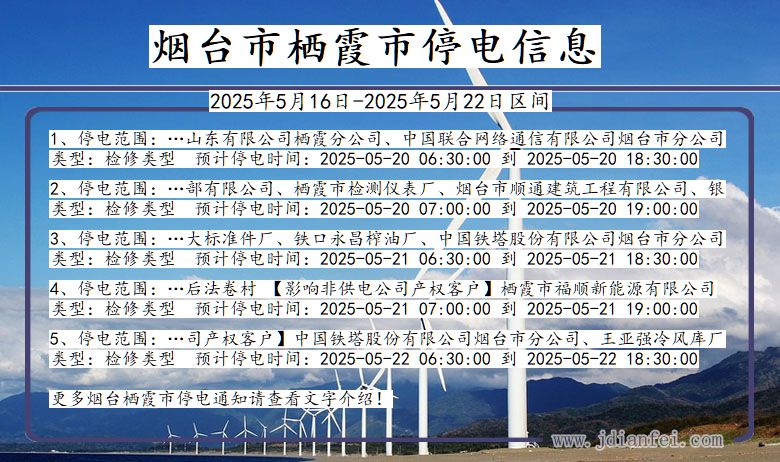 山东省烟台栖霞停电通知