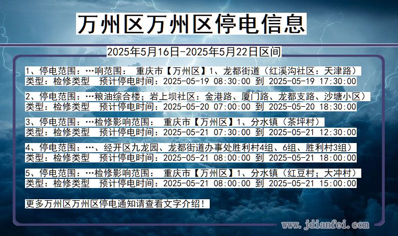 万州区万州停电通知 重庆市万州区万州停电通知