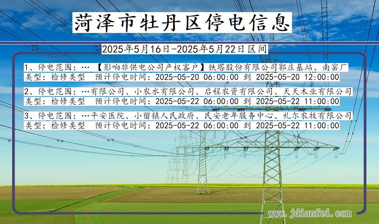 山东省菏泽牡丹停电通知