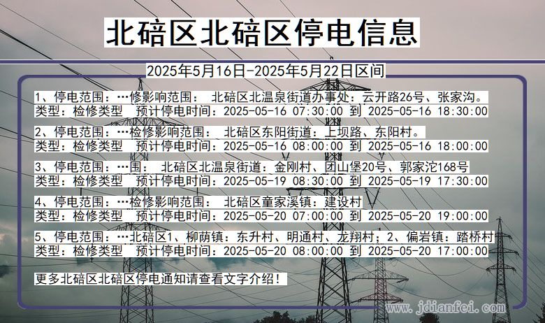 重庆市北碚区北碚停电通知