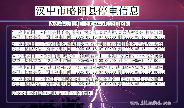 汉中略阳停电通知 陕西省汉中略阳停电通知