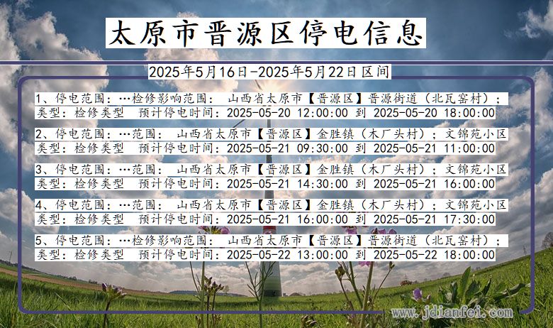 太原晋源停电通知 山西省太原晋源停电通知