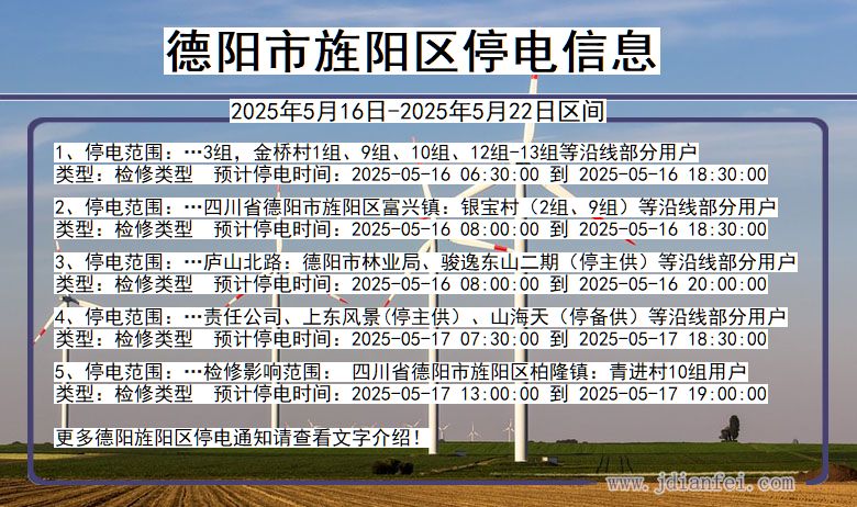 四川省德阳旌阳停电通知