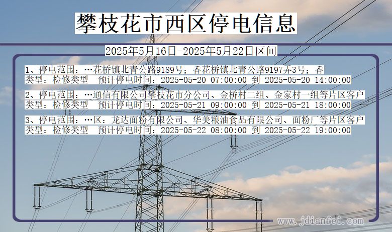 四川省攀枝花西区停电通知