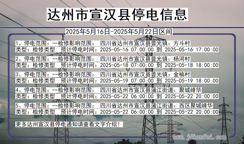 达州宣汉停电通知 四川省达州宣汉停电通知