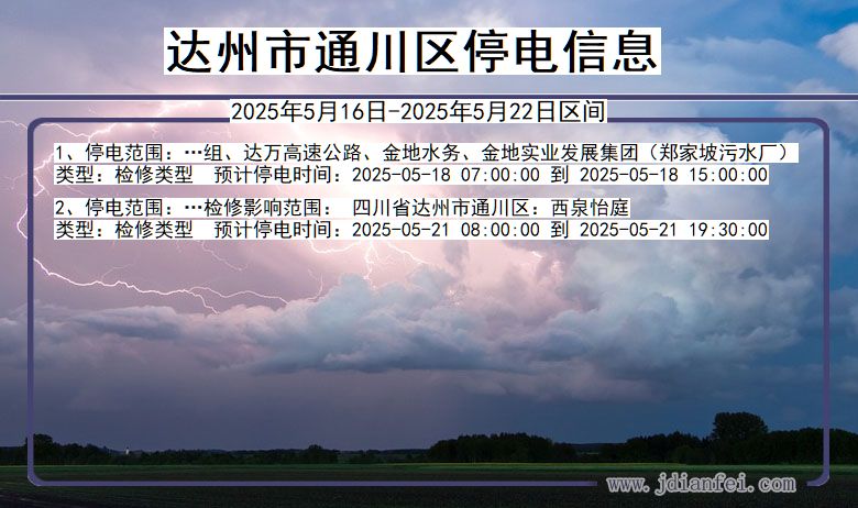 达州通川停电通知 四川省达州通川停电通知