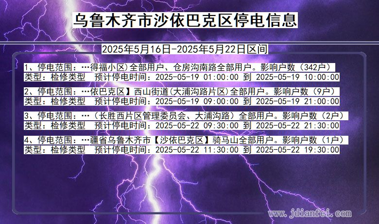 乌鲁木齐沙依巴克停电通知 新疆维吾尔自治区乌鲁木齐沙依巴克停电通知