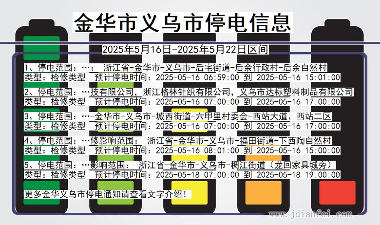 金华义乌停电通知 浙江省金华义乌停电通知