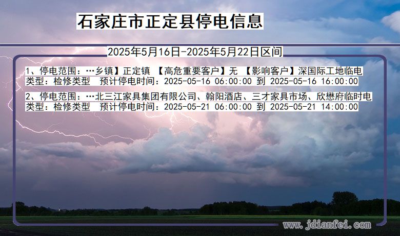 河北省石家庄正定停电通知