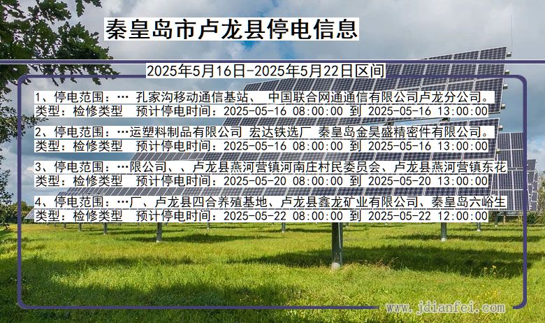秦皇岛卢龙停电通知 河北省秦皇岛卢龙停电通知