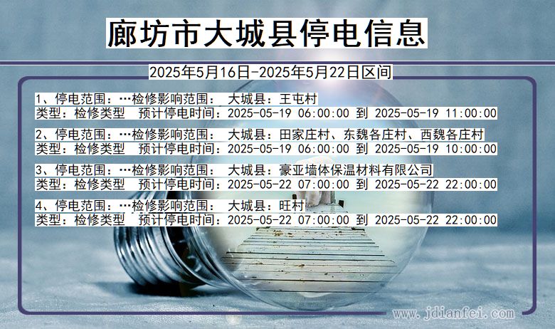 廊坊大城停电通知 河北省廊坊大城停电通知