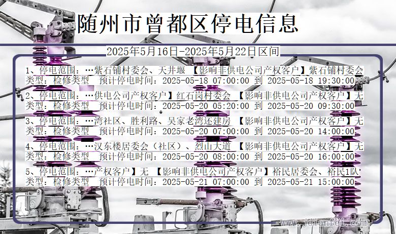 湖北省随州曾都停电通知