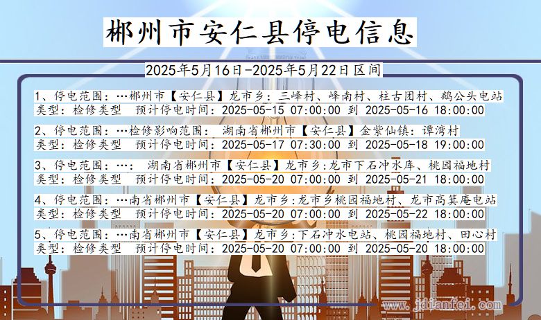 湖南省郴州安仁停电通知
