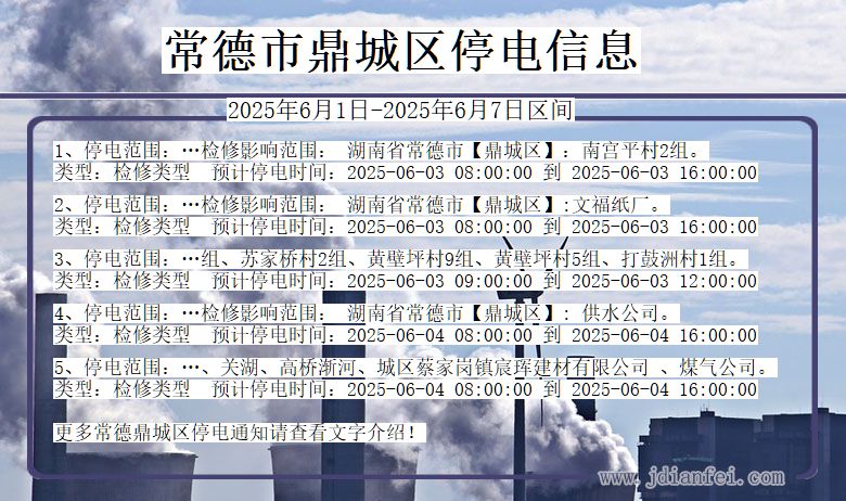 常德鼎城停电通知 湖南省常德鼎城停电通知