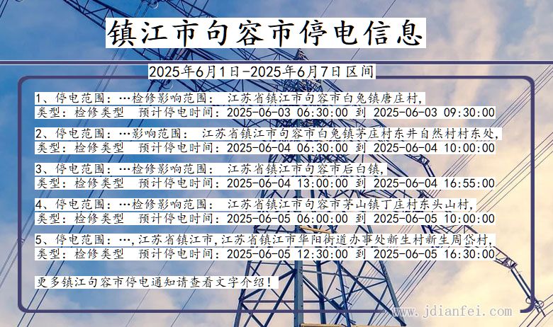 镇江句容停电通知 江苏省镇江句容停电通知