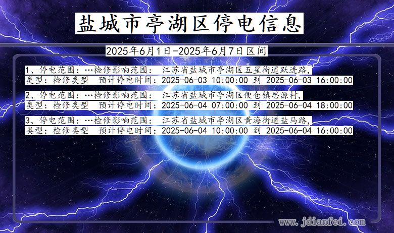 盐城亭湖停电通知 江苏省盐城亭湖停电通知