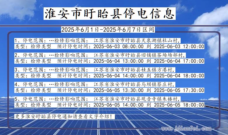 淮安盱眙停电通知 江苏省淮安盱眙停电通知