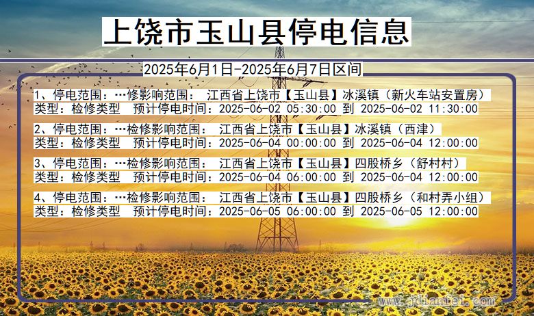 江西省上饶玉山停电通知