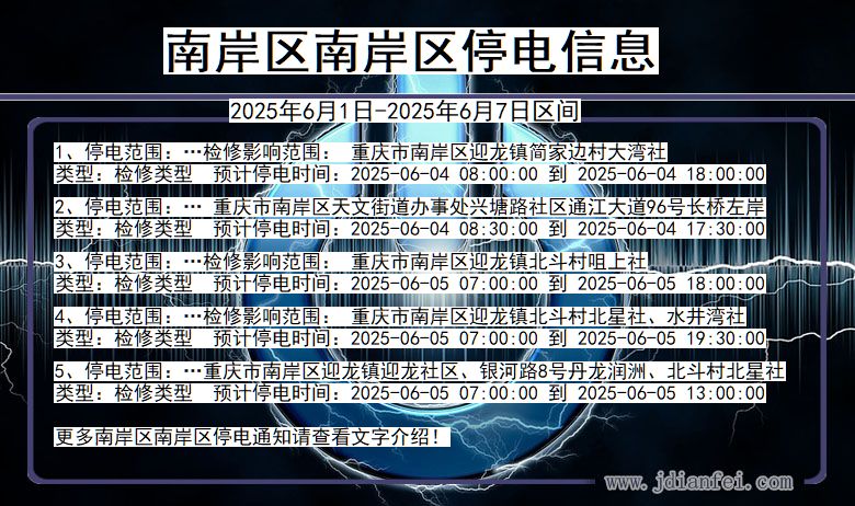 重庆市南岸区南岸停电通知