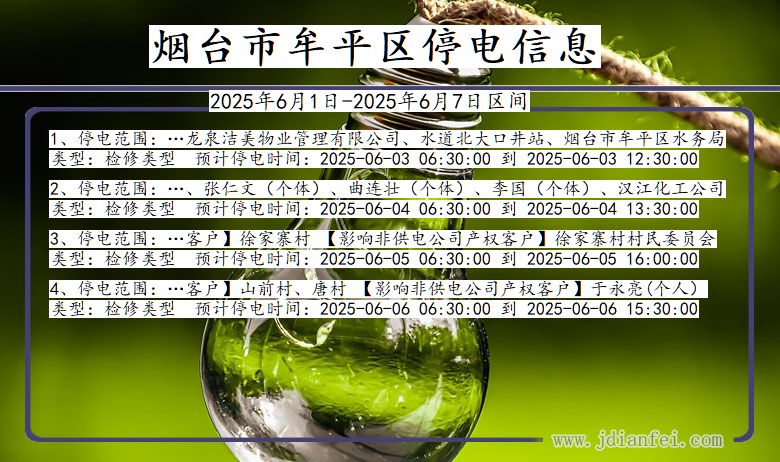 山东省烟台牟平停电通知
