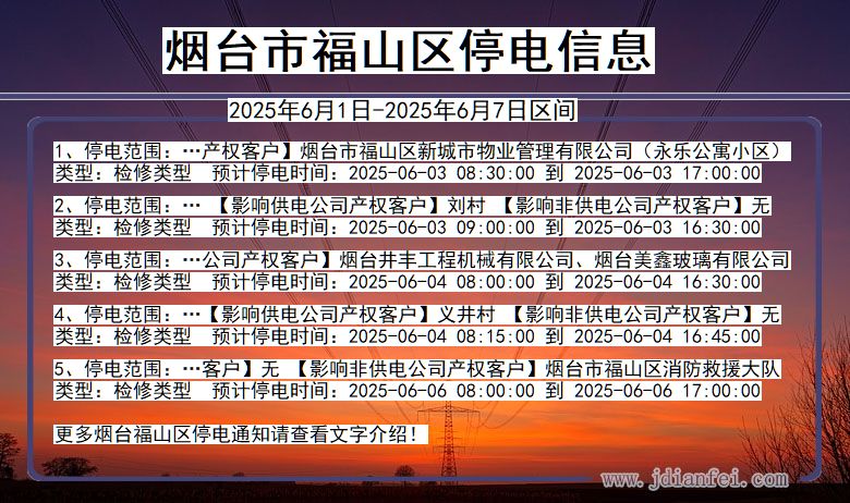 山东省烟台福山停电通知