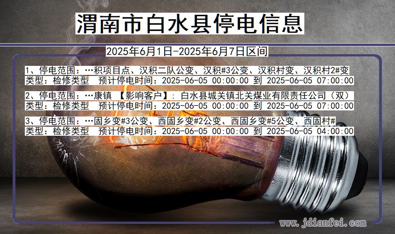 陕西省渭南白水停电通知