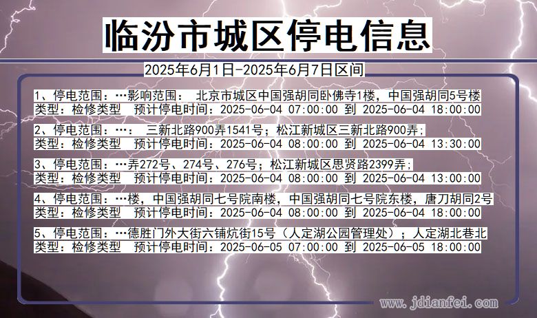 临汾城区停电通知 山西省临汾城区停电通知