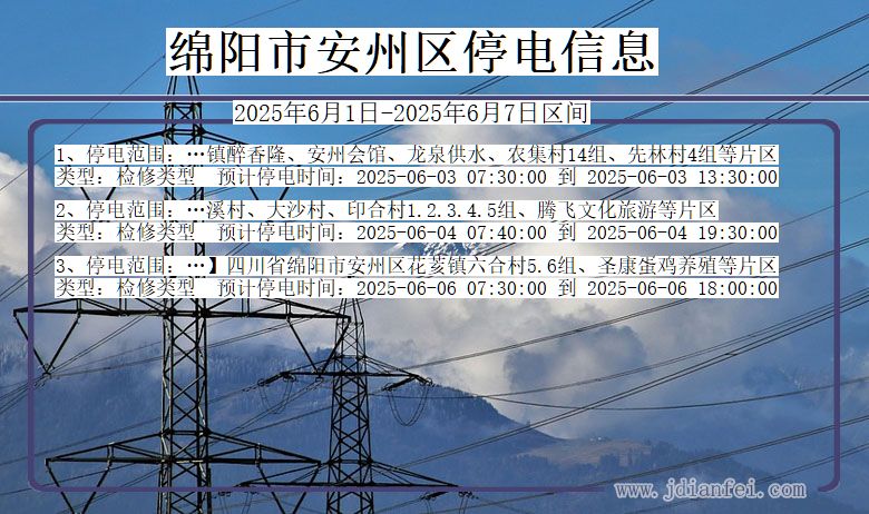 绵阳安州停电通知 四川省绵阳安州停电通知