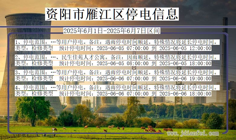 资阳雁江停电通知 四川省资阳雁江停电通知