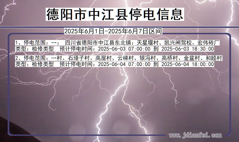 德阳中江停电通知 四川省德阳中江停电通知