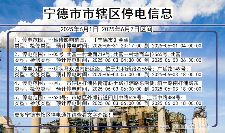 福建省宁德市辖停电通知