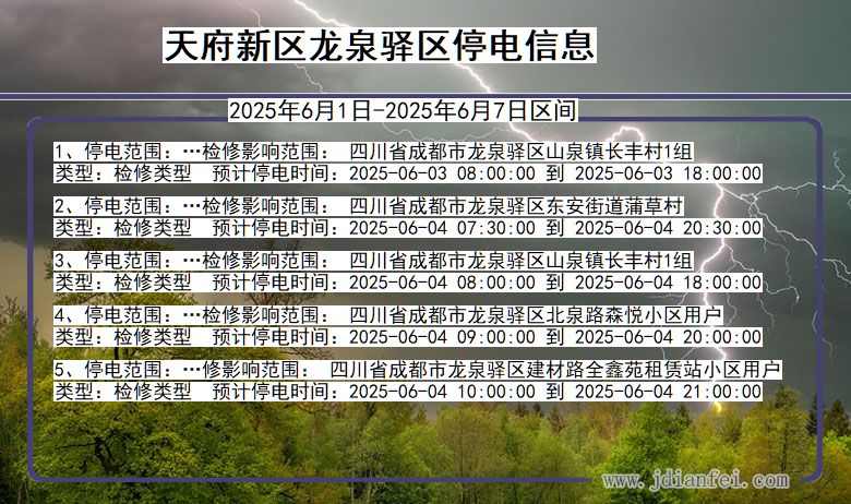 四川省天府新区龙泉驿停电通知