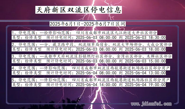四川省天府新区双流停电通知