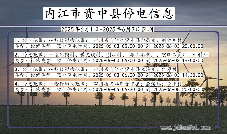 四川省内江资中停电通知
