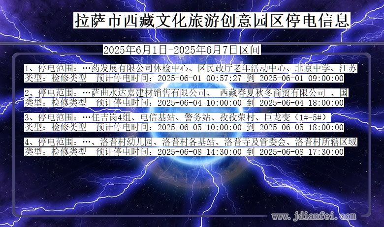 拉萨西藏文化旅游创意园停电通知 西藏自治区拉萨西藏文化旅游创意园停电通知