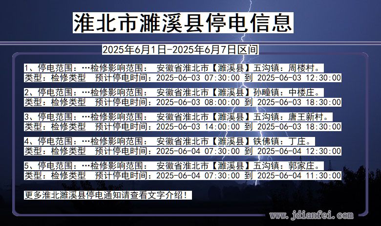 安徽省淮北濉溪停电通知