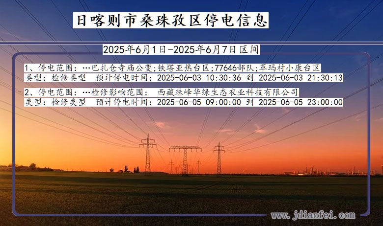 西藏自治区日喀则桑珠孜停电通知