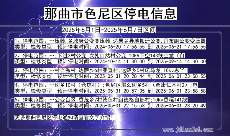 西藏自治区那曲色尼停电通知