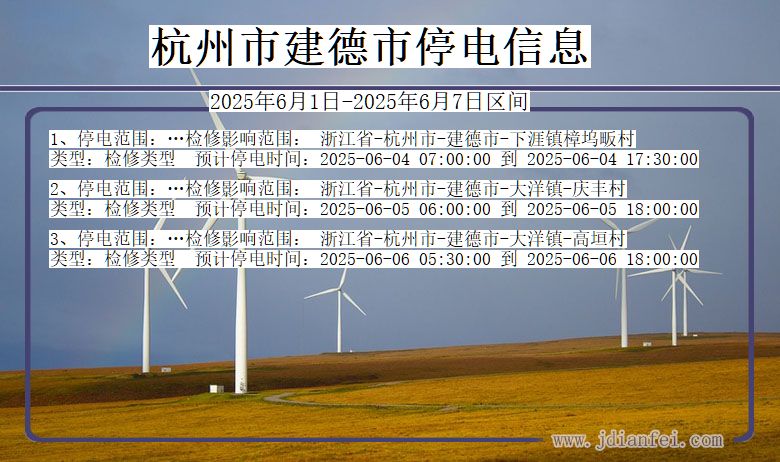 杭州建德停电通知 浙江省杭州建德停电通知