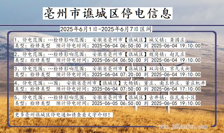 亳州谯城停电通知 安徽省亳州谯城停电通知