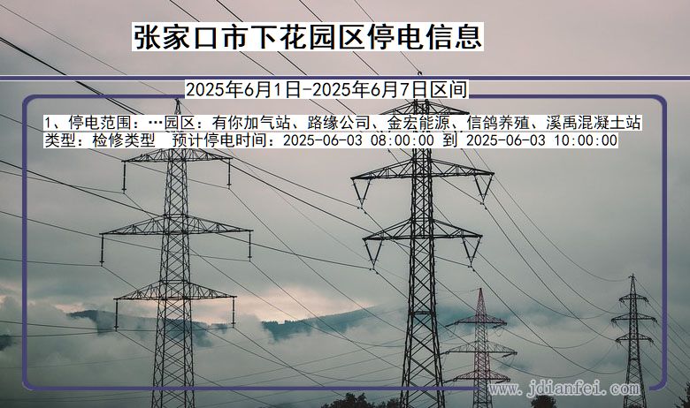河北省张家口下花园停电通知