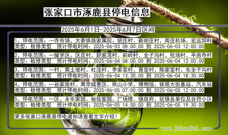 张家口涿鹿停电通知 河北省张家口涿鹿停电通知