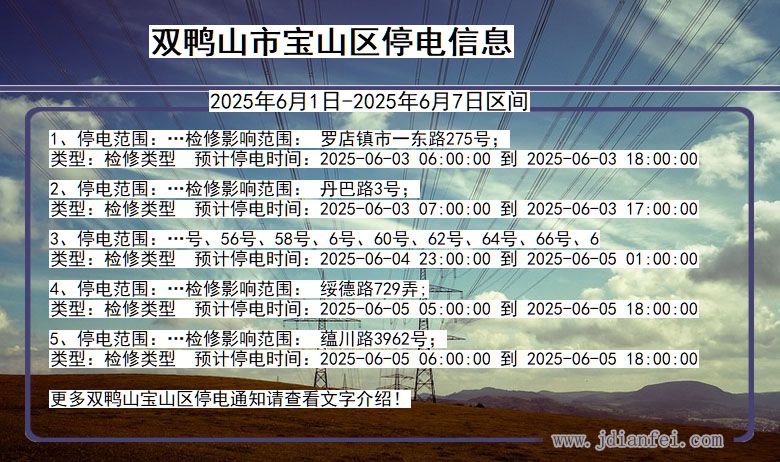 双鸭山宝山停电通知 黑龙江省双鸭山宝山停电通知