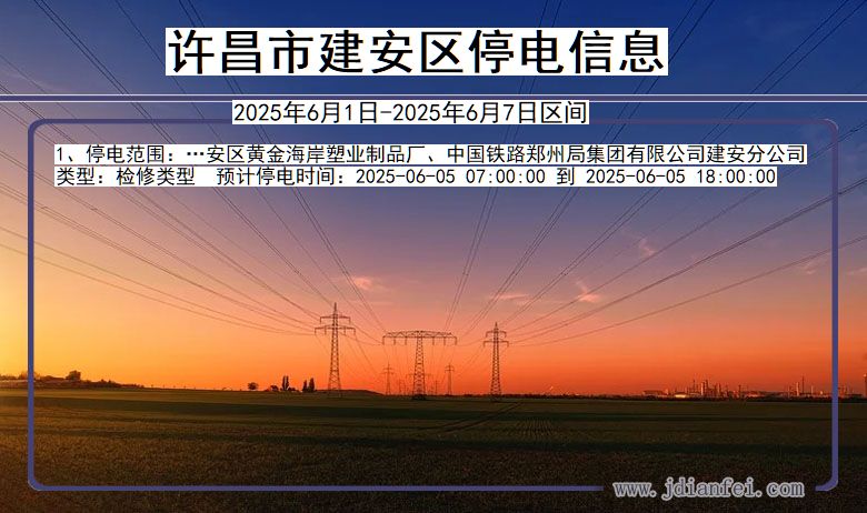 河南省许昌建安停电通知